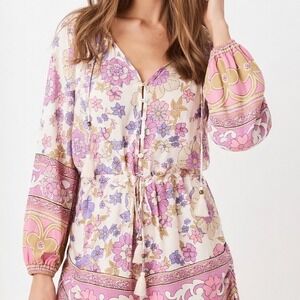 Spell & The Gypsy Collective Buttercup Romper Cream Pink Floral Coastal Medium‎
